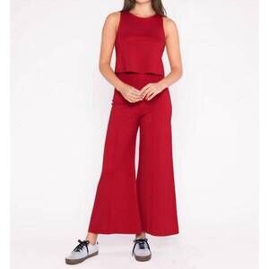 NEW RIPLEY RADER ponte knit wide leg crop pants in red